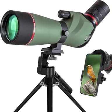 Gosky Spotting Scope, 20-60x60 Spotting Scopes for Target Shooting & Hunting & Bird Watching, BAK4 High Definition, Angled Spotter Scope with Tripod, Phone Adapter, Carrying Bag