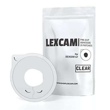 Lexcam Adhesive Patches Pre-Cut for Dexcom G7 & Stelo, Pack of 20 Patches, Waterproof, Transparent Overpatches for Continuous Glucose Monitoring, Sensor is NOT Included