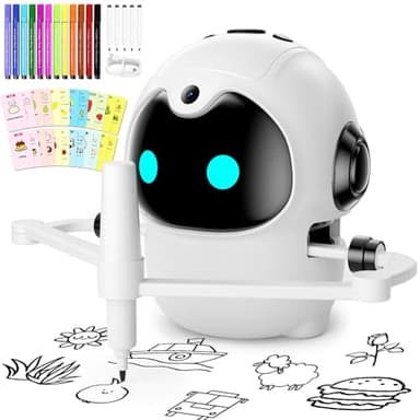 HOLIBIBE Drawing Robot for Kids, Interactive Educational Toy with 150 Cards, 12 Color Markers & Voice Guidance, Magic Drawing Robot for Boys & Girls Ages 3-8, Educational Learning Toys for Kids