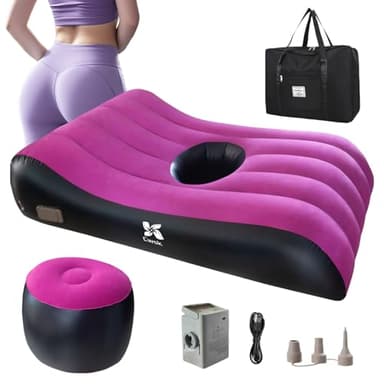 BBL Bed After Surgery for Sleeping with Hole - Brazilian Butt Lift Post-Operation Inflatable Mattress, Thick Flocking and Built-in Electric Pump, Waterproof Medical Sleep Material with Carrying Bag