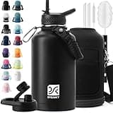 DYSANKY Insulated Water Bottle | Thickened Stainless Steel Vacuum Metal Thermos | Portable Sports Half Gallon Large Water Jug for Gym and Hiking with Straw, Carrier Bag, Handle Strap | BPA-Free 64 oz
