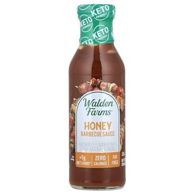 Walden Farms Honey Barbecue Sauce – Zero Calorie, Low Carb, Keto-Friendly, Vegan, Sugar-Free – 12 oz Bottle