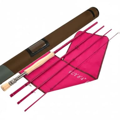 Riverruns S-Glass Fiberglass Fly Fishing Rods 4pc 6’6” LW3, 7’7” LW4, 8’1” LW5 Ultra Light Classic Medium Fast Action Fly Rods (Dark Red, 8'4'' LW8)