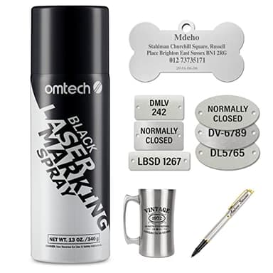 OMTech Laser Marking Spray, Metal Laser Marking Fluid for CO2 Laser Engravers, 13oz Aerosol Black CO2 Spray for Laser Engraving Metal, Laser Ink for Aluminum Stainless Steel Brass