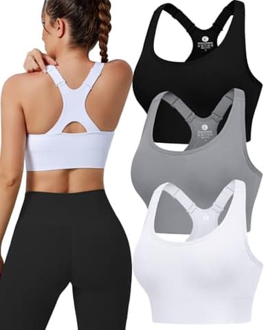 Evercute Adjustable Sports Bras for Women 3/4 Pack Racerback High Support Bras Padded Workout Bras Seamless Yoga Athletic Bra