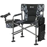 X Strike Fishing Chairs with Rod Holder, Folding Ice Fishing Chair for Adults Outdoor Camping Chair Leg Adjustable with Cooler Bag and Storage Bag for Ice Fishing, Camp, Lawn, Patio, Garden