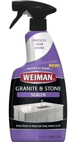 Weiman Granite & Stone Sealer Spray - Protects Kitchen Countertops, Sinks, Showers, Vanities & Floors From Stains - For Granite, Quartz, Marble, Tile, Limestone, Slate - Water Based, 24 oz
