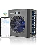 Varpoolfaye 16000 BTU Swimming Pool Heater Heat Pump Heating or Cooling 120v Pool Heater for Above Ground Pool WiFi Control Up to 5000 Gallon Pool Heater