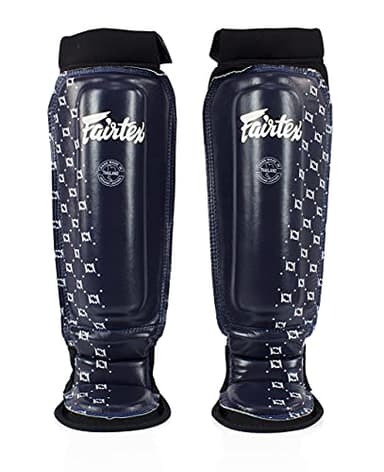 Fairtex SP6 Muay Thai Shin Guards for Men, Women, Kids | Shin Guards Made with Neoprene Material & are Premium, Lightweight & Durable | Reinforced Paddings on The Shins (Blue/Medium)