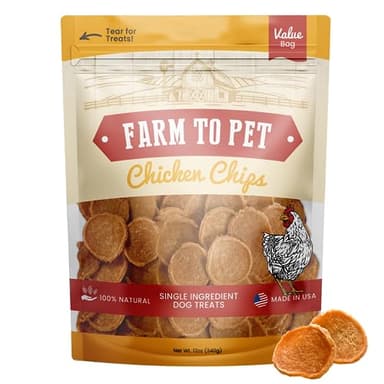 Farm To Pet - Dog Training Treats - Chicken Chips, Single Ingredient - 12 oz, Lean, All Natural, Healthy Dog Treats for Small, Medium, Large Breeds, & Puppies, Made in USA