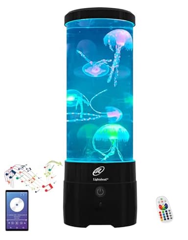 Lightahead LED Sensory Jellyfish Aquarium Lamp with Bluetooth Speaker and Color Changing Light Effects. Majestic and Standing Tall at 12 Inches! Medium (12 Inches Tall)