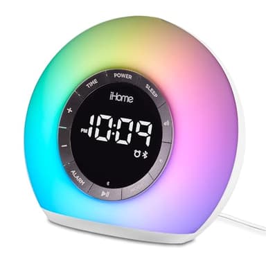 iHome Sunrise Alarm Clock Radio with Bluetooth Speaker, Color Changing Lamp, and USB Charging (iBT32)