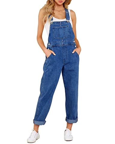 GRAPENT Cotton Overalls Women Denim Jumpsuit Jean Overalls Boho for Women Denim Royal Blue Color Cody Blue Size Large Size 12 to 14