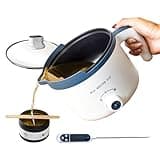 KQU Wax Melting Pot with Thermometer, Electric Wax Melter for Candle Making with Spout, Small Double Boiler Pot Set for Beginner Adults