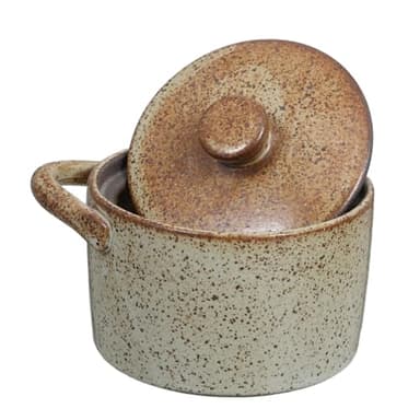 BRIGHTFUFU Vintage Ceramic Stew Pot with Lid Japanese Style Waterless Cooking Bowl Retro Steamer for Soups and Egg Dishes for Home Use