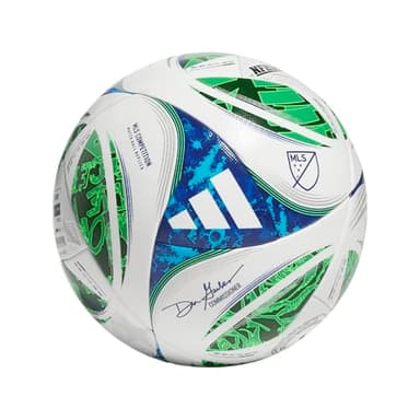 adidas Unisex-Adult MLS Competition Soccer Ball (White/Green/SOLBLU/GLOBLU, 5)