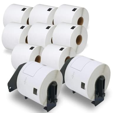 BETCKEY - Compatible Shipping Labels Replacement for Brother DK-1202 (2.4" x 3.9"), Use with Brother QL Label Printers [10 Rolls + 2 Reusable Cartridges]