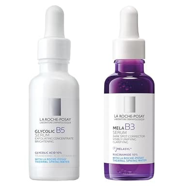 Bundle of La Roche-Posay Glycolic Acid Serum + La Roche-Posay Mela B3 Serum, Dark Spot Corrector With Anti-Aging Melasyl + 10% Niacinamide, Discoloration and Age Spot Correcting Serums