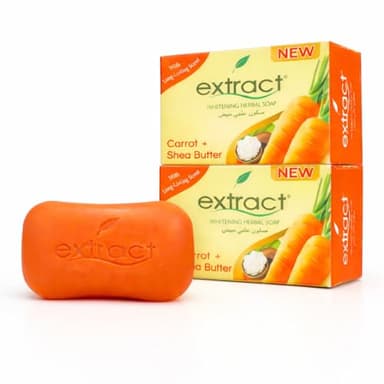 extract Original Herbal Whitening Soap with Carrot and Shea Butter - Moisturizer for dry skin with Vitamin B3 & BHA, Brightening, Dark spots remover, Even out skin tone, Exfoliating, Radiant Glow 125g