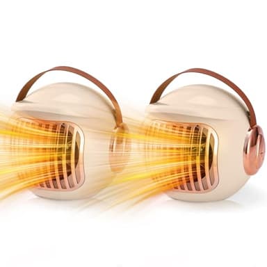 2 Pack Small Desk Heater for Office, Compact Personal Electric Heater with PTC Ceramic Fast Heating 500W, Energy Efficient for Indoor Use, Safe with Overheating & Tip-Over Protection