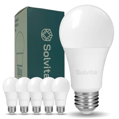 Solvita A19 LED Light Bulbs, 9W Dimmable Lights - Flicker Free EyeComfort, E26 LED Bulb 60 Watt Equivalent, 800 Lumens, 5000K Daylight, 90 CRI for Home Office Bedroom Kitchen, 6 Pack