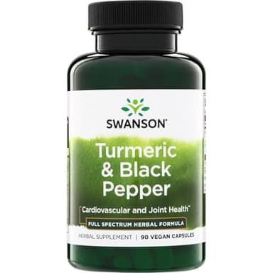Swanson Premium Turmeric & Black Pepper Antioxidant Supplement for Active Adults Seeking Joint, Digestion, and Circulation Support - Non-GMO, Organic (90 Vegan Capsules)