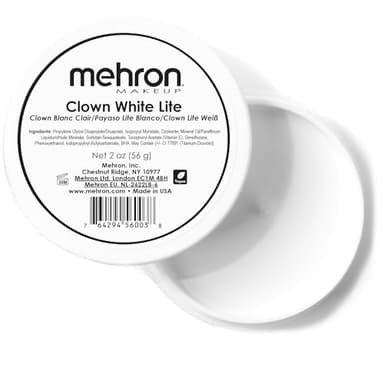 Mehron Makeup Clown White Lite | Professional Face Paint & Body Paint | White Cream Face Paint for Clown Makeup, Stage, Film, Cosplay, Mime, & Halloween 2 oz (56g)