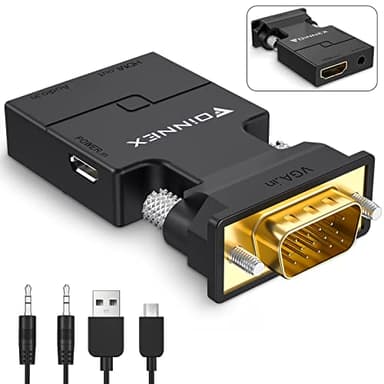 VGA to HDMI Adapter with Audio, Uni-Direction VGA (Source) to HDMI (TV/Monitor), Active VG A in HDM I Convertor Male to Female 1080P Video Dongle for Laptop,Computer,Projector