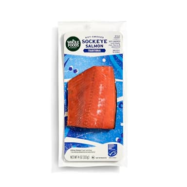 WHOLE FOODS MARKET Hot Smoked Sockeye Salmon, 4 OZ