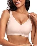 Vertvie Women's Seamless Bras No Underwire Scalloped Push Up Bras Soft Wireless Comfort Bralettes Full Coverage Everyday Bra (Skin,Large)