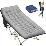 Candockway Folding Camping Cot with Comfy Mattress(Black),600LBS(Max Load),Portable Cot Bed for Adults Include Carry Bags,28" Wider Sleeping Cots for Home,Office Nap,Outdoor Travel Camp Beach