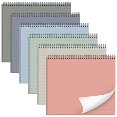 gisgfim 6 Packs 9.5" x 11" Landscape Note Pads College Ruled Notebooks Perforated Notepads 40 Sheets Punched Top Spiral Bound Notebooks 80GSM Lined Notepads for School,Office,Home (Neutral Color)