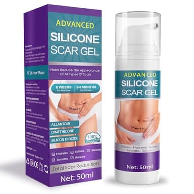 Silicone Scar Cream Scar Gel - Advanced Scar Gel Scar Treatment for Stretch Marks Removal, Old & New Scars, Surgical Scars, Burns, Acne, C-Section, Keloid Scar Treatment for Women & Men, 1.76Oz