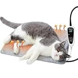 pettycare Pet Heating Pad for Dog Cat, Electric Heating with Steel-Wrapped Cord, 25-Level Timer & 11-Level Temperature Indoor Warming Pads Easy Clean for Puppy Cat Dog S 17.4x14inch
