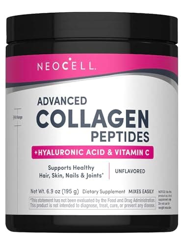 NeoCell Collagen Peptides Powder | 6.9 oz | Unflavored Supplement | with Vitamin C and Hyaluronic Acid | Advanced Formula | Hair, Skin, & Nails | for Women and Men
