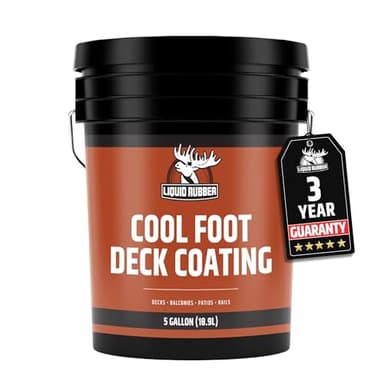 Liquid Rubber Cool Foot Deck Coating - Solar Protection Paint, Reduces Surface Temperatures by Up to 35%, Multi-Surface Cooling Decking Sealant, Waterproof, Durable Membrane, Misty Gray, 5 Gallon