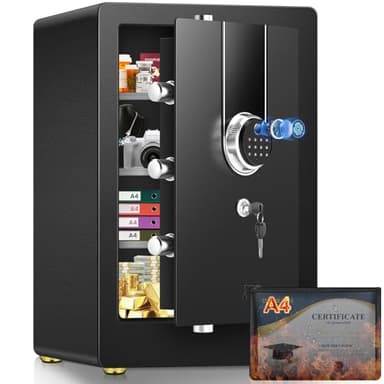 5.5 Cuft Biometric Fireproof Safe For Home, Heavy Duty Safe Box Fireproof Waterproof, Large Document Safety With Keypad and Dual alarms, Digital Security Safety Box for Money Jewelry