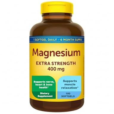 Extra Strength Magnesium 400mg Softgels | Muscle, Bone & Nerve Support | 180 Softgels – 6 Month Supply | High Potency Daily Magnesium Supplement | Gluten Free Formula