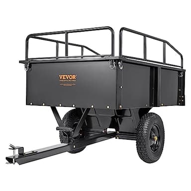 VEVOR Heavy Duty ATV Trailer Steel Dump Cart, 750 lbs 15 Cubic Feet, Garden Utility Trailer Yard Trailers with Removable Sides for Riding Lawn Mower Tractor