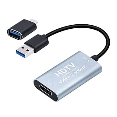 Mcbazel 4K HDMI Video Capture Card USB C, Video Capture Device for Live Streaming/Gaming/Recording, 1080p 60fps USB 3.0 HDMI to USB C Capture Card with Adapter, Compatible with OBS/PS5/Switch/PC/Mac