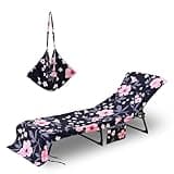 THOVSMOON Beach Lounge Chair Towel Cover,Soft Microfiber Chaise Lounge Towel Cover Patio Pool Chairs Cover with Side Pockets,80" x 26" Chair Cover for Beach/Pool Sunbathing Holiday (Flower)
