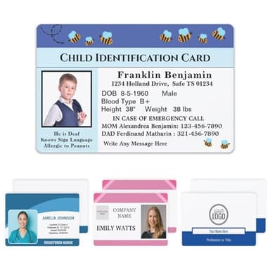 Custom Id Badge, Personalized Employee Photo Identification Card, Customized Plastic ID Card for Office Worker Doctor Nurse Student - No Punch Hole
