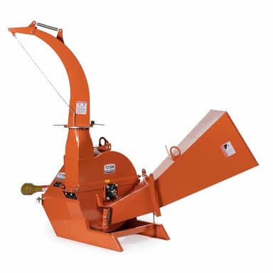 Titan Attachments 3 Point Wood Chipper, PTO Driven for Tractors up to 70HP, 30" Rotor Chips up to 6" Diameter Timber, Self-Feeding Chute, Adjustable Discharge, Shredder Mulcher with Reversible Blades