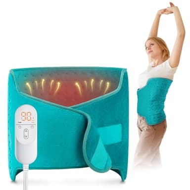 Heating Pad for Back, Heating Pad for Period Cramps/Waist/Stomach/Shoulders with Belt, Mothers Day Gifts & Birthday Gifts for Mom Dad Women Men, 6 Heat Settings, 4 Timers, Auto-Off, Blue Green