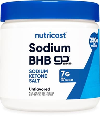 Nutricost Sodium BHB Powder (250g) Unflavored - Keto Supplement, Beta-Hydroxybutyrate Salt
