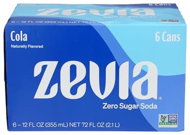 Zevia Zero Calorie Soda Cola, 12 Oz Pack of 6
