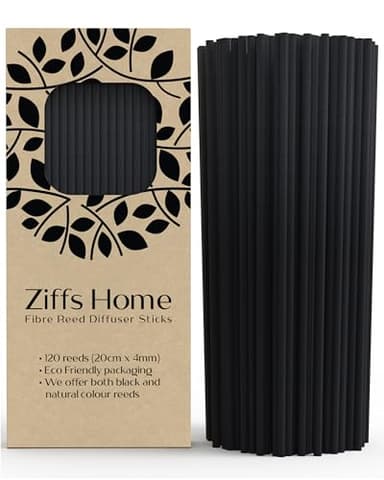 Ziffs Home® 120pcs Black Fibre Reed Diffuser Sticks - 20cm/7.87in x 4mm/0.16in - Thick Reeds Sticks - Fibre Reeds for Diffusers