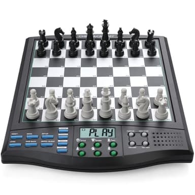 Talking Chess Academy Electronic Chess Board, Smart Chess Board with Voice Teaching System, Computer Chess Game with Strong Magnetic Pieces, 1-2 Player, Electronic Chess Set - Simple Portable Travel