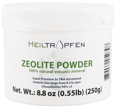 Zeolite Powder | 3X Activated | 0.55 Pound 250g | Ultra FINE Less-Than 2 µm | Clinoptilolite 94+-3% | Natural Mineral Dust | Heiltropfen®