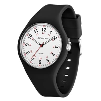 XCZAP Waterproof Nurse Watch for Medical Professionals Analog Watches Students Teachers Nurses Doctors Luminouse Easy Read Dial,12/24 Hour Military Time Watches for Women (Black)